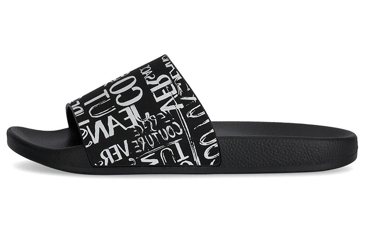 Buy ヴェルサーチ ジーンズ クチュール スライド 黒白 74YA3SQ4-ZS638-L01