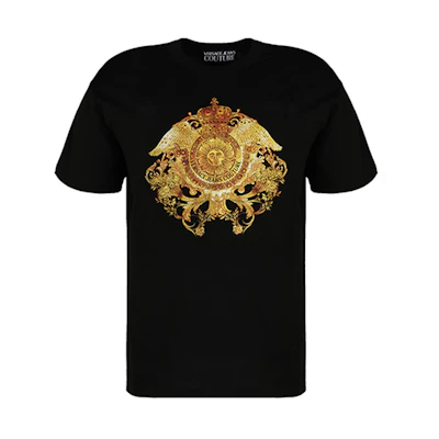 VERSACE JEANS COUTURE SS21 Baroque Print T-Shirt Black - Fashion. B3GWA740-11620-889
