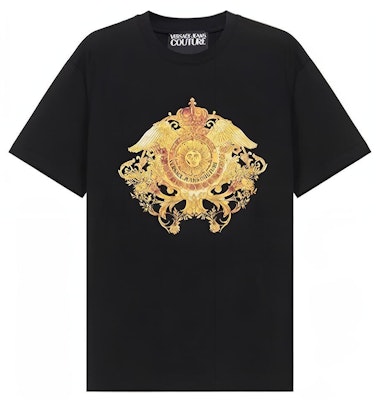 VERSACE JEANS COUTURE SS21 Black Graphic Print Crewneck T-Shirt B3GWA740-WUP601 Buy VERSACE JEANS COUTURE SS21 Black Graphic Print Crewneck T-Shirt B3GWA740-WUP601