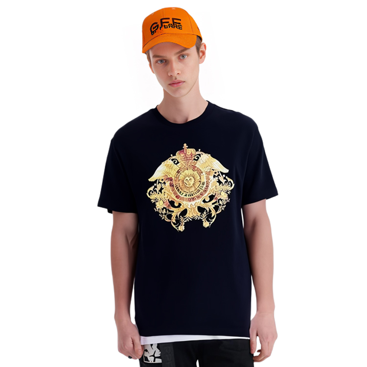 Lookbook VERSACE JEANS COUTURE SS21 Black Graphic Print Crewneck T-Shirt B3GWA740-WUP601