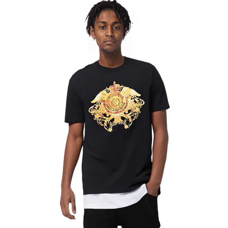 Purchase VERSACE JEANS COUTURE SS21 Black Graphic Print Crewneck T-Shirt B3GWA740-WUP601