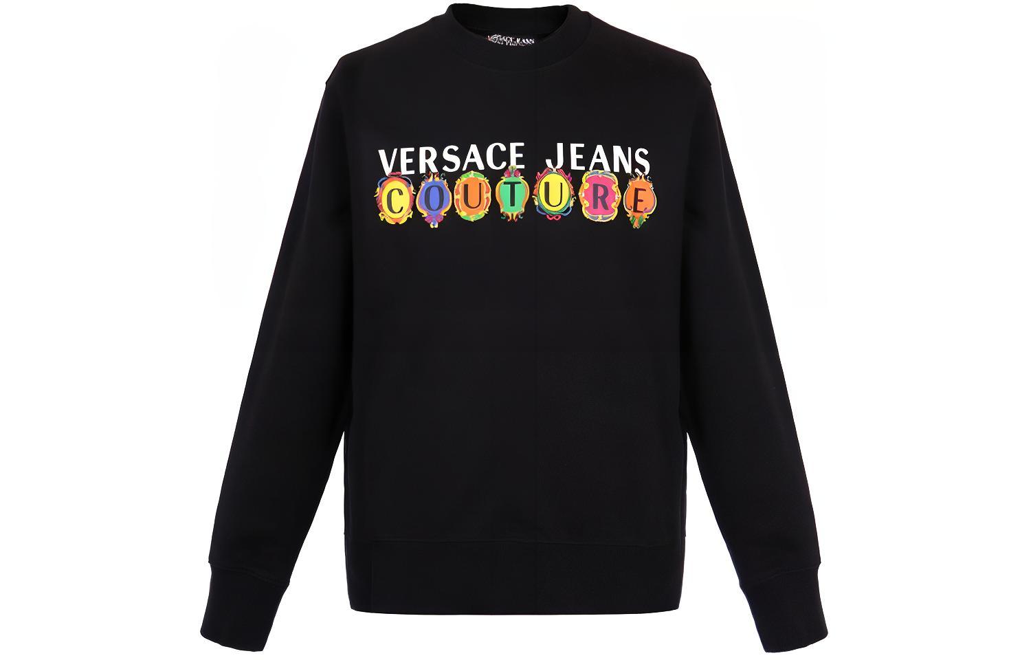 VERSACE JEANS COUTURE SS21 Black Logo Print Long Sleeve Sweatshirt B7GWA7PC-30456-899