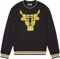 VERSACE JEANS COUTURE SS21 Bull Print Long Sleeve Cotton Sweatshirt Black . B7GWA7TV-30318-K42 VERSACE JEANS COUTURE SS21 Bull Print Long Sleeve Cotton Sweatshirt Black . B7GWA7TV-30318-K42