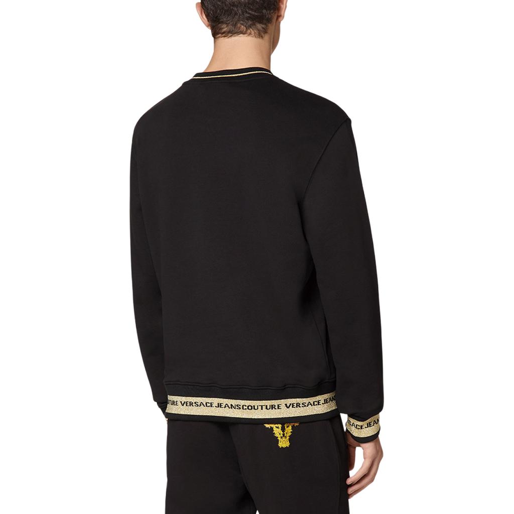 Shop 베르사체 진 쿠튀르 SS21 황소 프린트 롱슬리브 코튼 스웨트셔츠 블랙. B7GWA7TV-30318-K42