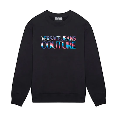 VERSACE JEANS COUTURE SS21 Colorful Letter Print Hoodie Black B7GWA7GE-30438-899