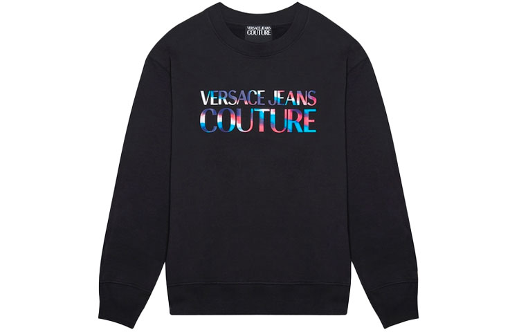 Order ヴェルサーチ ジーンズ クチュール SS21 カラフル レタープリント フーディ ブラック B7GWA7GE-30438-899