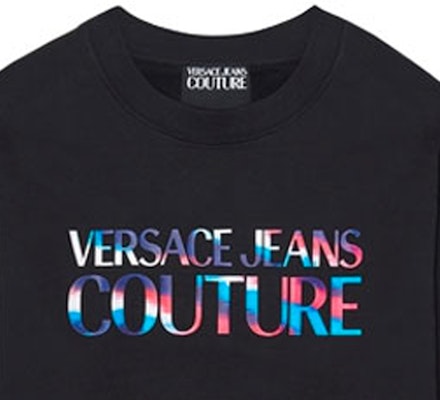 ヴェルサーチ ジーンズ クチュール SS21 カラフル レタープリント フーディ ブラック B7GWA7GE-30438-899 Details for ヴェルサーチ ジーンズ クチュール SS21 カラフル レタープリント フーディ ブラック B7GWA7GE-30438-899