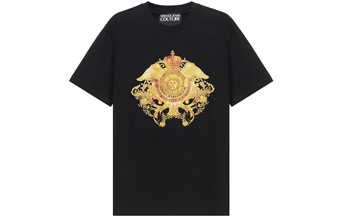 VERSACE JEANS COUTURE SS21 Graphic Print Black T-Shirt Gift Recommended B3GWA750-30454-899