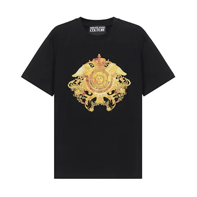 VERSACE JEANS COUTURE SS21 Graphic Print Black T-Shirt Gift Recommended B3GWA750-30454-899