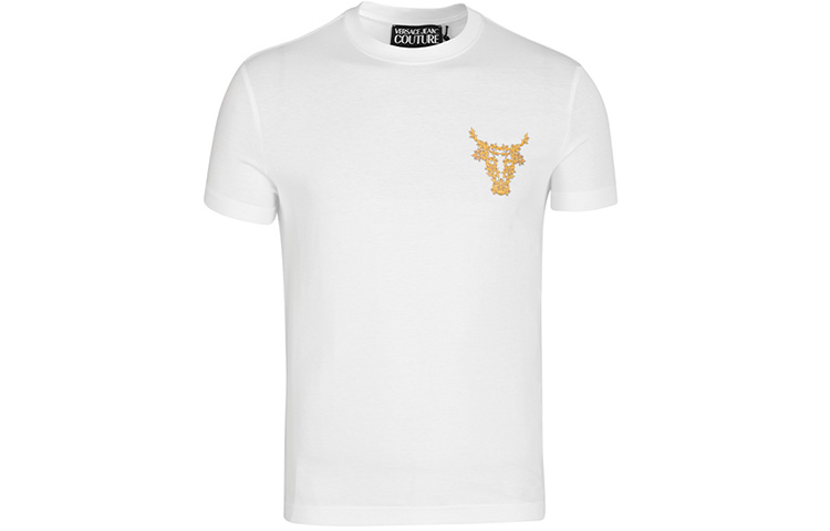 VERSACE JEANS COUTURE SS21 White Bull Print Crewneck T-Shirt B3GWA7TH-30319-K41