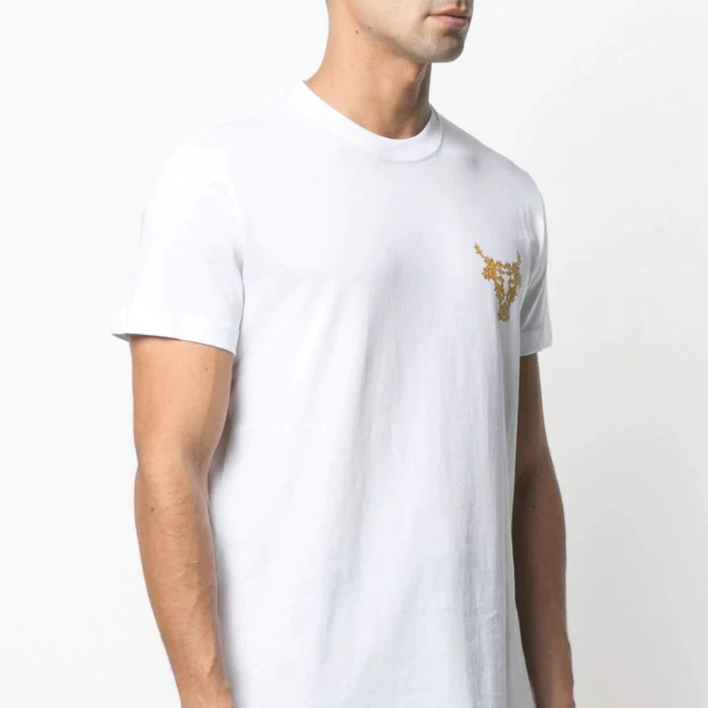 Purchase VERSACE JEANS COUTURE SS21 White Bull Print Crewneck T-Shirt B3GWA7TH-30319-K41