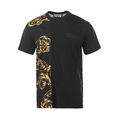 VERSACE JEANS COUTURE SS22 Black Printed Crewneck T-Shirt Gift Idea 72GAH6R9-JS049-G89