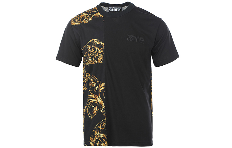 Order VERSACE JEANS COUTURE SS22  Black Printed Crewneck T-Shirt Gift Idea 72GAH6R9-JS049-G89