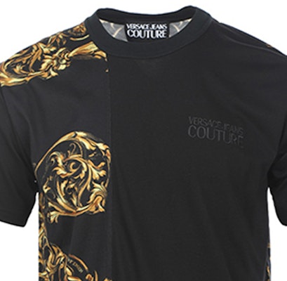 VERSACE JEANS COUTURE SS22 Black Printed Crewneck T-Shirt Gift Idea 72GAH6R9-JS049-G89 Details for VERSACE JEANS COUTURE SS22 Black Printed Crewneck T-Shirt Gift Idea 72GAH6R9-JS049-G89