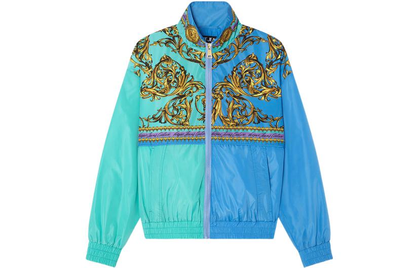 VERSACE JEANS COUTURE SS22  Green Colorblock Patterned Jacket. E72GAS41D-ECQS28-EG12