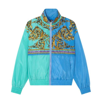 VERSACE JEANS COUTURE SS22 Green Colorblock Patterned Jacket. E72GAS41D-ECQS28-EG12
