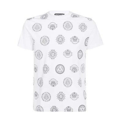 VERSACE JEANS COUTURE SS22 White Cotton T-Shirt with V Logo - Gift Idea 72GAH6S4-JS047-003