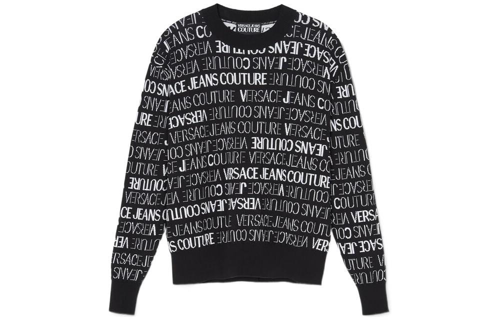 Order VERSACE JEANS COUTURE SS22 全版LOGO黑色圓領毛衣 E73GAFM13-ECM02A_EA0E