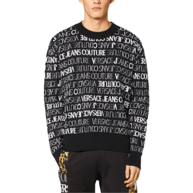 Lookbook VERSACE JEANS COUTURE SS22 全版LOGO黑色圓領毛衣 E73GAFM13-ECM02A_EA0E