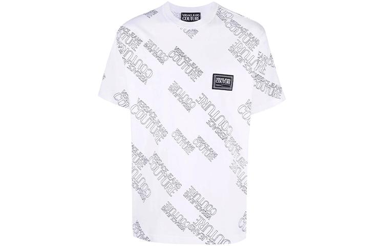 Order VERSACE JEANS COUTURE SS22 Baju-T Cetakan Logo Putih. 72GAH6R3-JS043-003