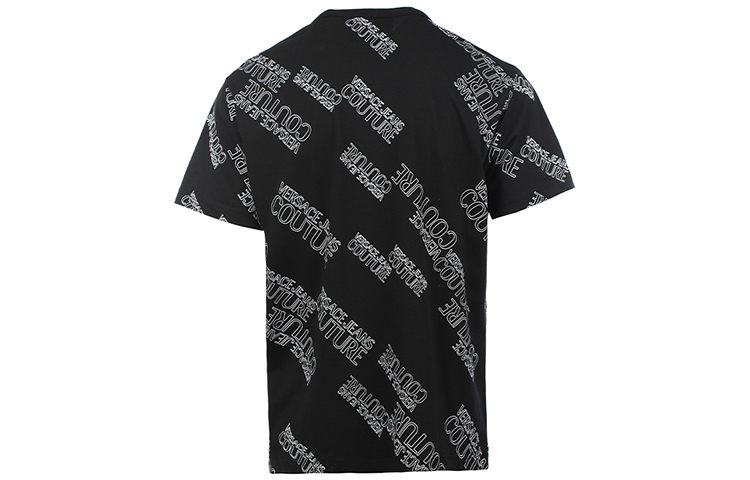 Lookbook VERSACE JEANS COUTURE SS22 Baju-T Cetakan Logo Hitam Lelaki yang Berfesyen 72GAH6R3-JS043-899