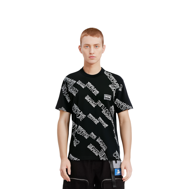 Details for VERSACE JEANS COUTURE SS22 Baju-T Cetakan Logo Hitam Lelaki yang Berfesyen 72GAH6R3-JS043-899