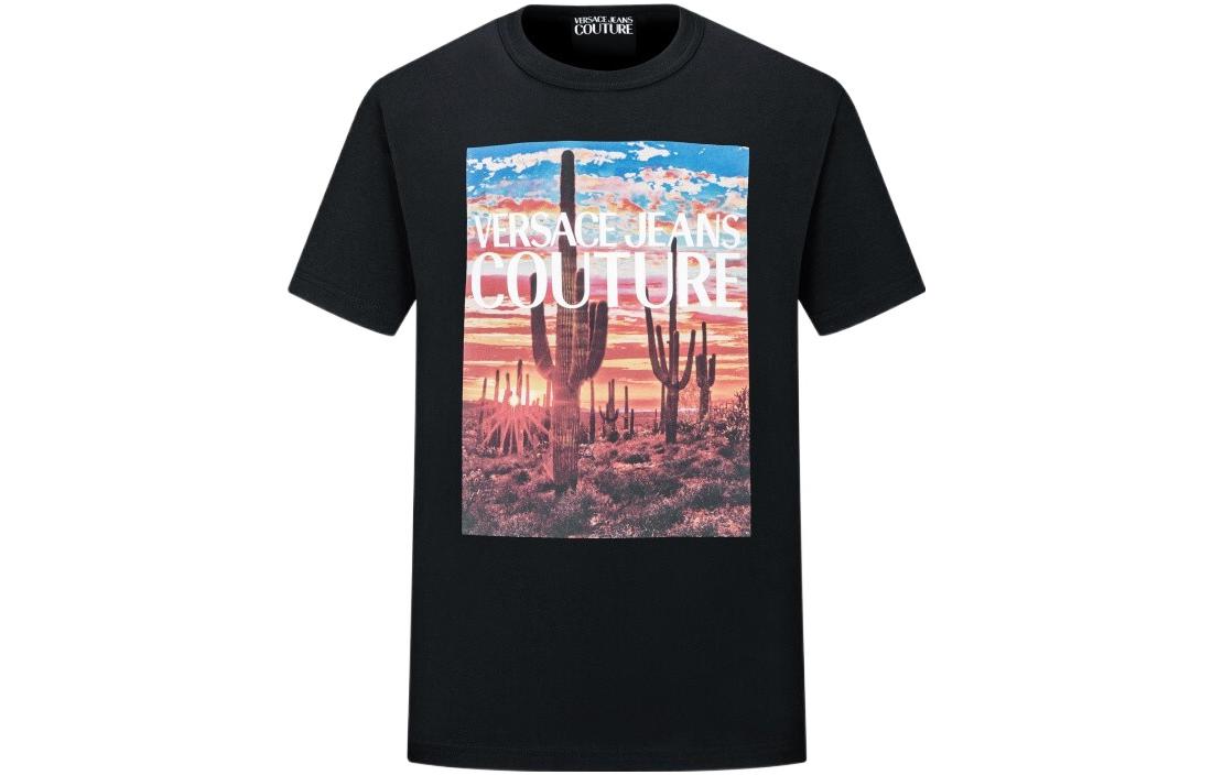 Order VERSACE JEANS COUTURE SS22 Alphabet Print Black T-Shirt  Fashion. E72GAHP11-ECJWAP-899