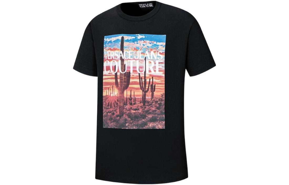 Shop VERSACE JEANS COUTURE SS22 Alphabet Print Black T-Shirt  Fashion. E72GAHP11-ECJWAP-899