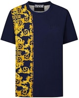 VERSACE JEANS COUTURE SS22 Baroque Letter Print Patchwork Blue Tee . EB3GWA7R1-ES0155-E200 VERSACE JEANS COUTURE SS22 Baroque Letter Print Patchwork Blue Tee . EB3GWA7R1-ES0155-E200