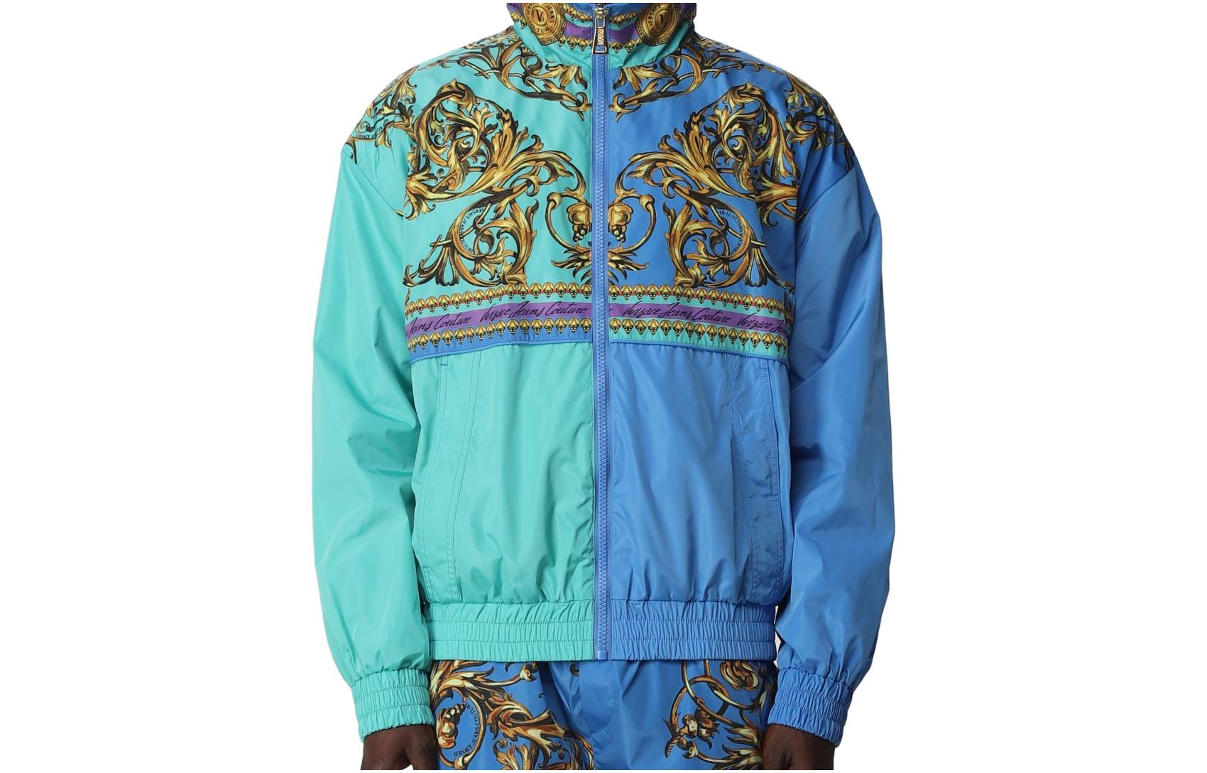 VERSACE JEANS COUTURE SS22 Baroque Print Zip Jacket Men’s Blue A035685X000-BLUE