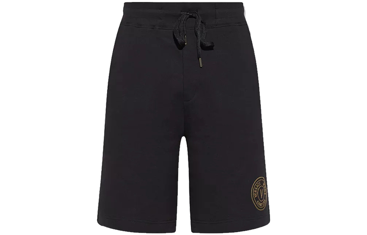 Versace Jeans Couture SS22 Black Casual Pants with V-Emblem for Men. 72GADT03-72UP327-G89