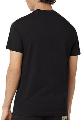 ヴェルサーチ ジーンズクチュール SS22 ブラック Vロゴ刺繍入りクルーネックTシャツ メンズ 72GAHT04-72UP600-G89 Details for ヴェルサーチ ジーンズクチュール SS22 ブラック Vロゴ刺繍入りクルーネックTシャツ メンズ 72GAHT04-72UP600-G89