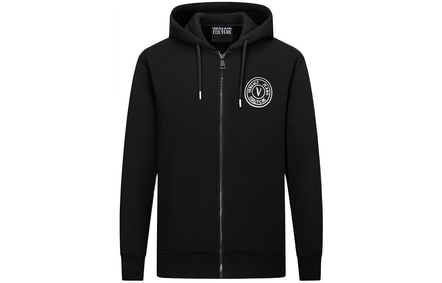 VERSACE JEANS COUTURE SS22 Black Fleece Lined Hoodie Jacket . 73GAIT06-CF00T-C89