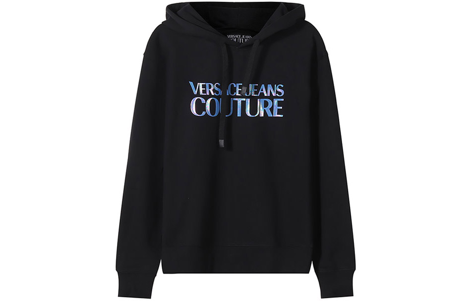 VERSACE JEANS COUTURE SS22 Black Logo Print Hoodie  Casual Long Sleeve. 72GAIP02-CF06P-OT5 圖 2