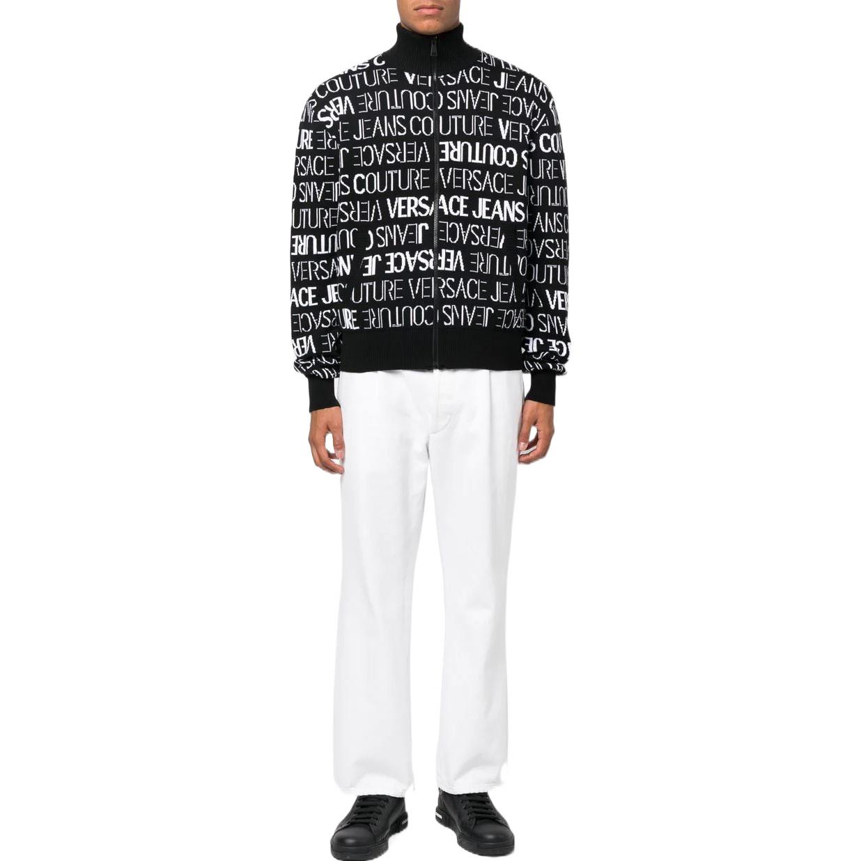 VERSACE JEANS COUTURE SS22 Colorblock Logo Knit Zip Sweater  Black 73GAFM22C-M02A-A0E 圖 3