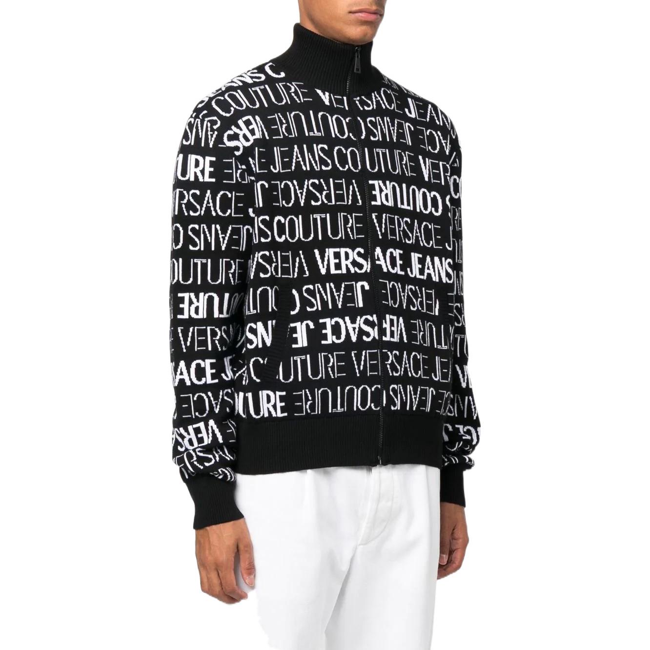 VERSACE JEANS COUTURE SS22 Colorblock Logo Knit Zip Sweater  Black 73GAFM22C-M02A-A0E 圖 4