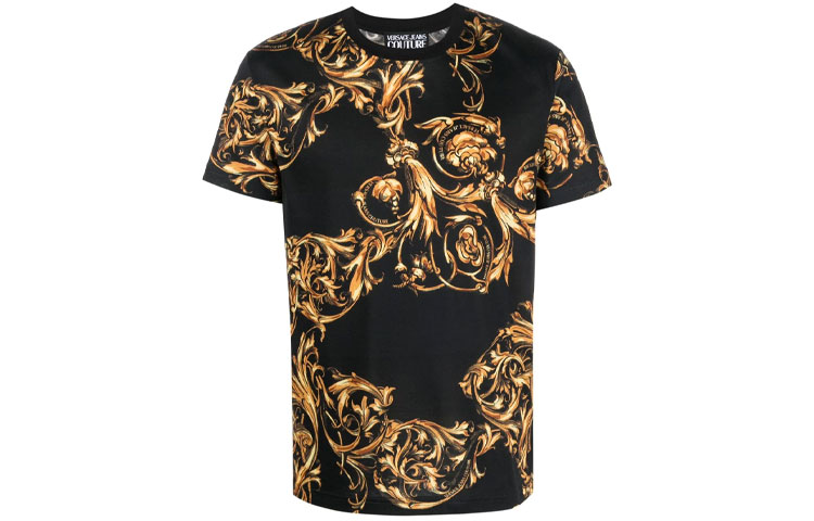Order VERSACE JEANS COUTURE SS22 Graphic Print Crewneck T-Shirt Black  Edition 72GAH6S0-JS049-G89