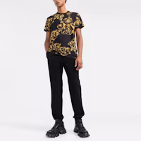 Lookbook VERSACE JEANS COUTURE SS22 圖案印花黑色圓領T恤限量版 72GAH6S0-JS049-G89
