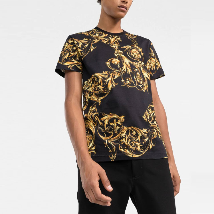 Purchase VERSACE JEANS COUTURE SS22 Graphic Print Crewneck T-Shirt Black  Edition 72GAH6S0-JS049-G89