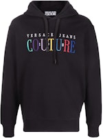VERSACE JEANS COUTURE SS22 Logo Embroidered Cotton Hoodie Black Mens. 72GAIT0-6CF01T-899 VERSACE JEANS COUTURE SS22 Logo Embroidered Cotton Hoodie Black Mens. 72GAIT0-6CF01T-899