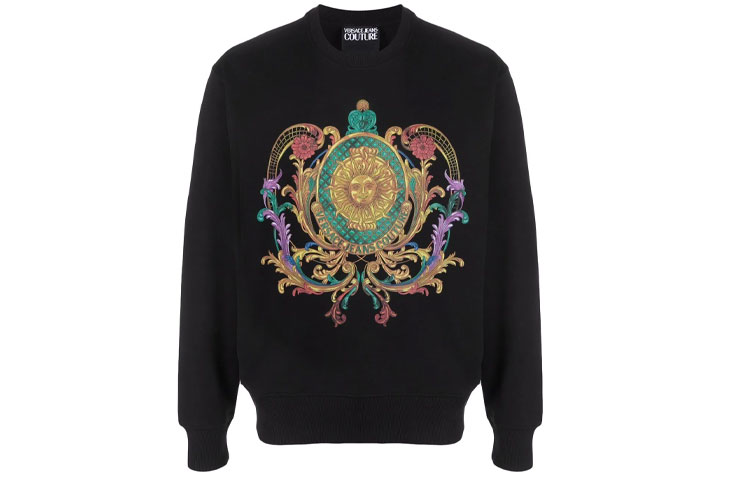 Order VERSACE JEANS COUTURE SS22 標誌印花黑色長袖男士衛衣 72GAIF0-2CF01F-899