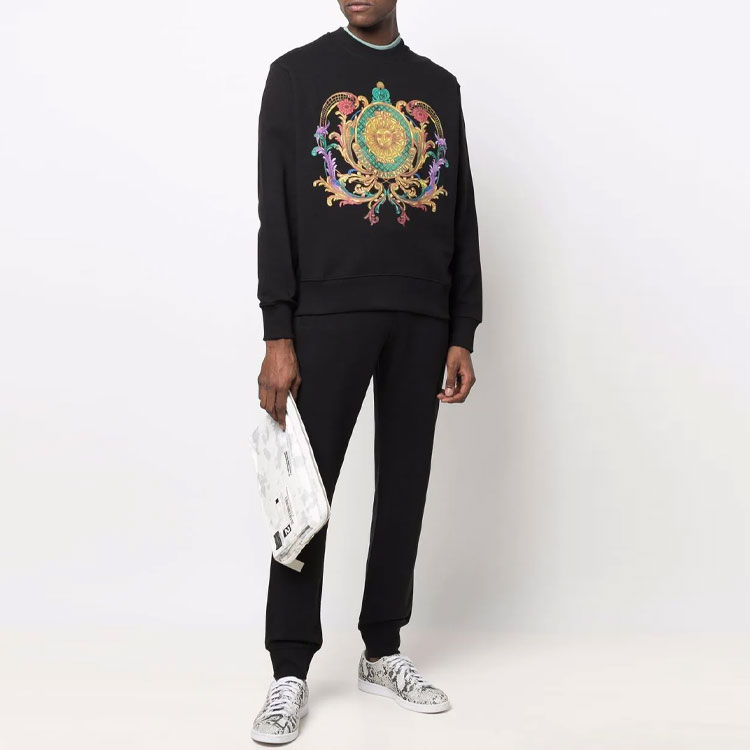 Lookbook VERSACE JEANS COUTURE SS22 標誌印花黑色長袖男士衛衣 72GAIF0-2CF01F-899
