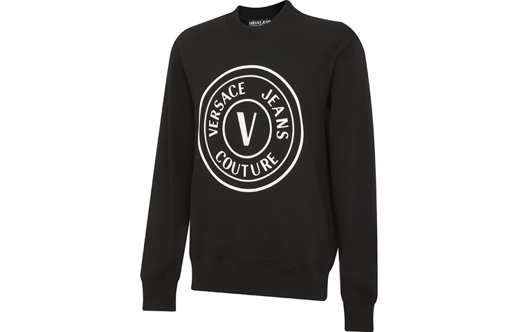 Shop VERSACE JEANS COUTURE SS22 Logo Print Black Sweatshirt for Men. 73GAIT22-CF00T-0899