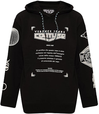 VERSACE JEANS COUTURE SS22 黑色抽繩連帽衫 男士 logo印花衛衣 73GAIT19-CF00O-899 Buy VERSACE JEANS COUTURE SS22 黑色抽繩連帽衫 男士 logo印花衛衣 73GAIT19-CF00O-899