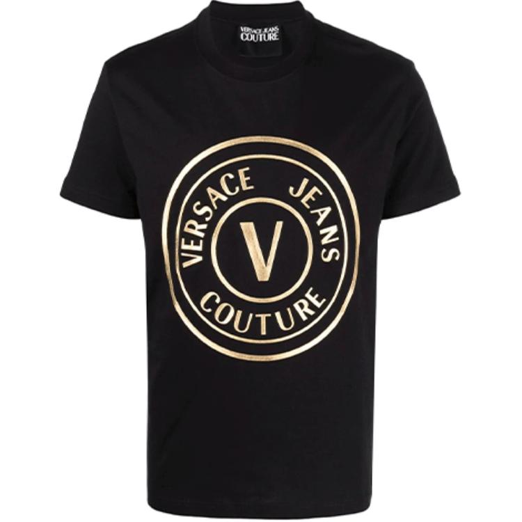 Order VERSACE JEANS COUTURE SS22 黑色男士短袖印花T恤 72GAHT0-3CJ00T-G89