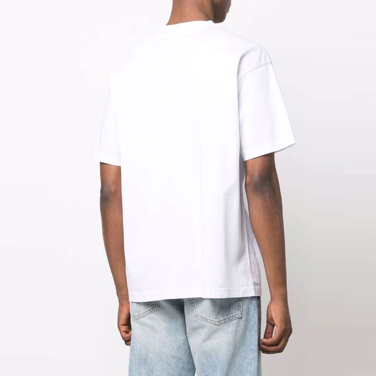 Details for 베르사체 진 쿠튀르 SS22 로고 프린트 반팔 티셔츠 남성용 화이트. 72GAHP11-CJWAP-003