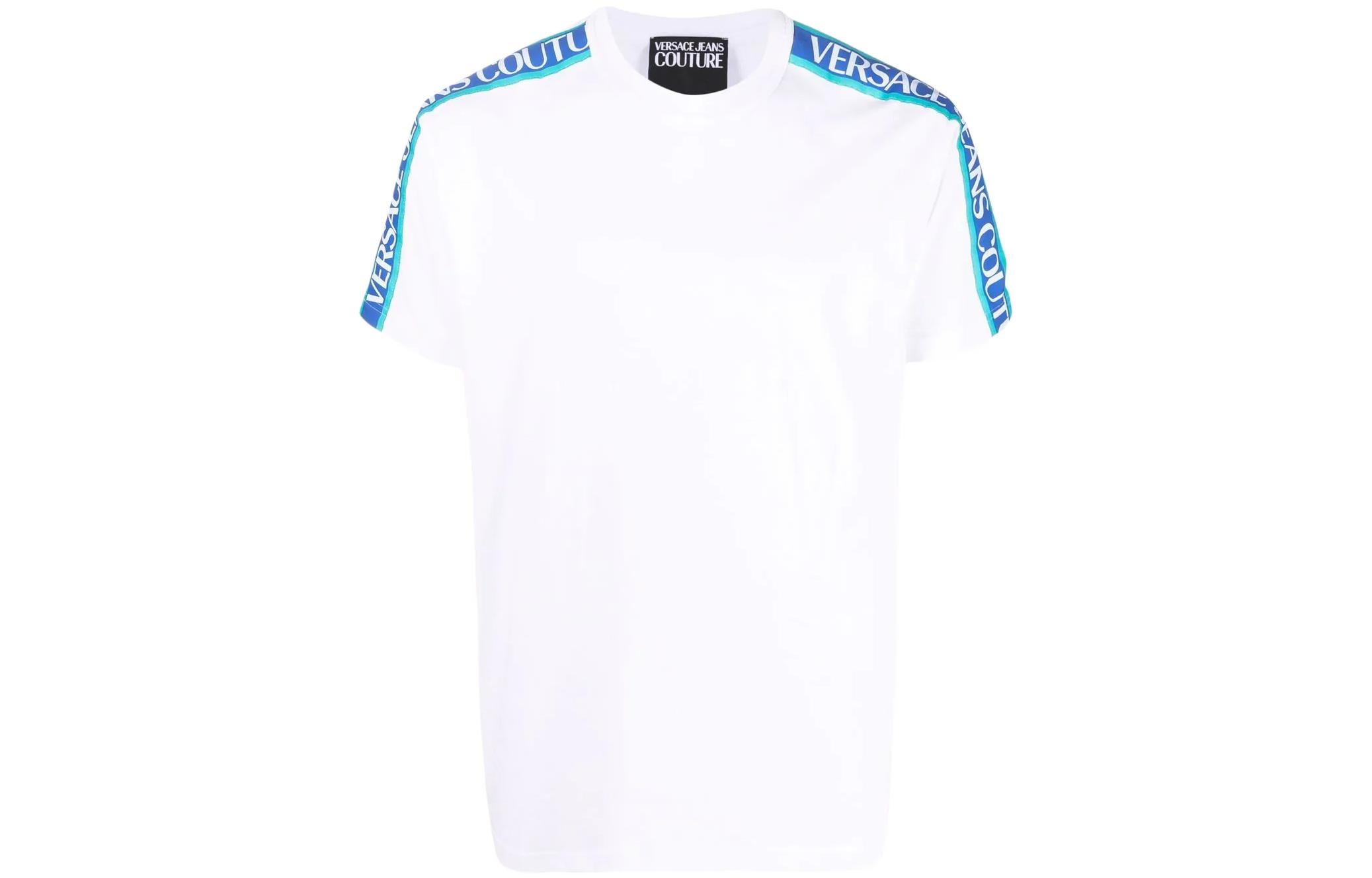 Buy VERSACE JEANS COUTURE SS22 Logo Trim Short Sleeve T-Shirt  White 72GAH6R6-J0001-003