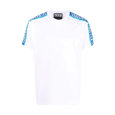 VERSACE JEANS COUTURE SS22 Logo Trim Short Sleeve T-Shirt White 72GAH6R6-J0001-003