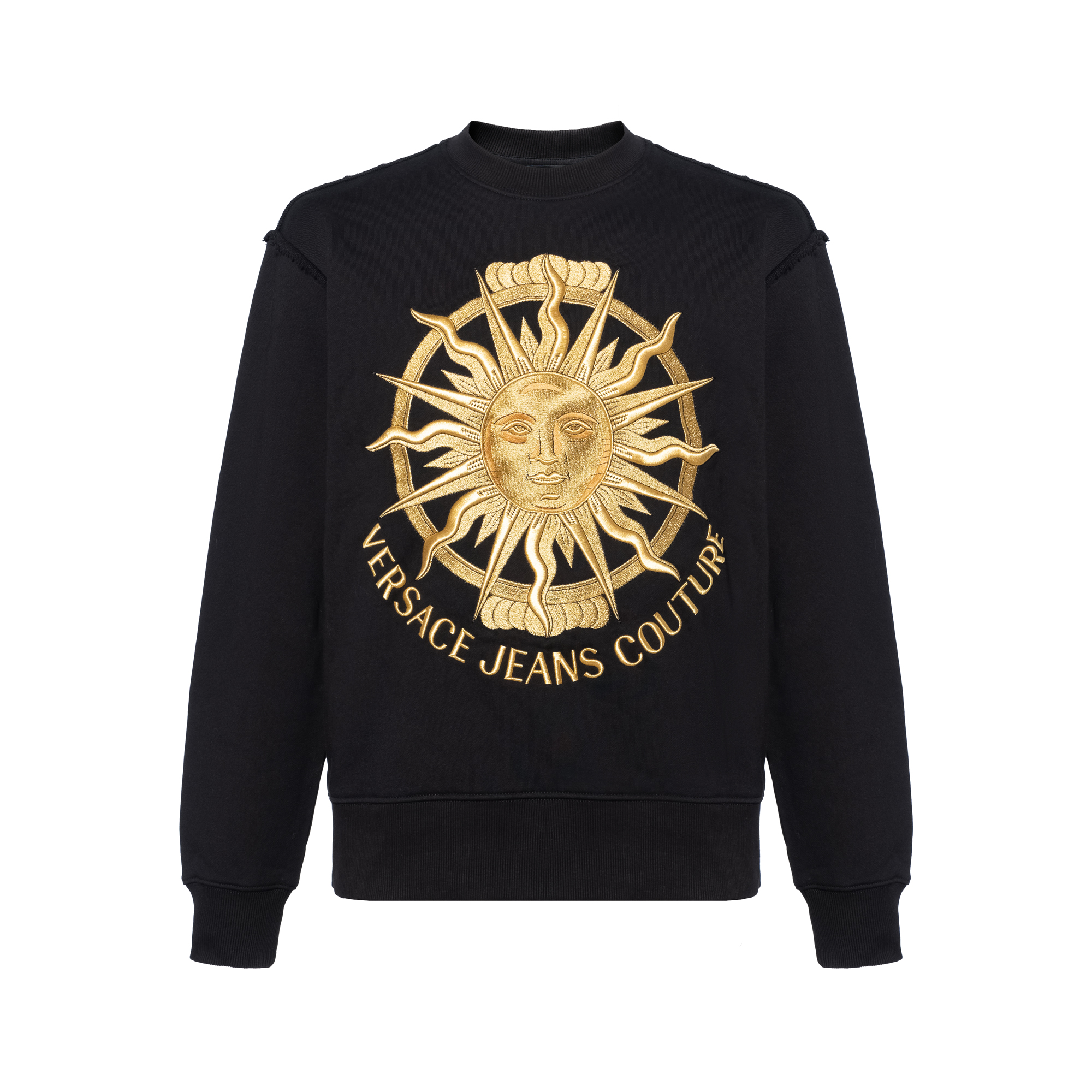 Versace Jeans Couture SS22 Medusa Embroidered Crewneck Sweatshirt Black Mens. 72GAIT1-0CF01-TG89