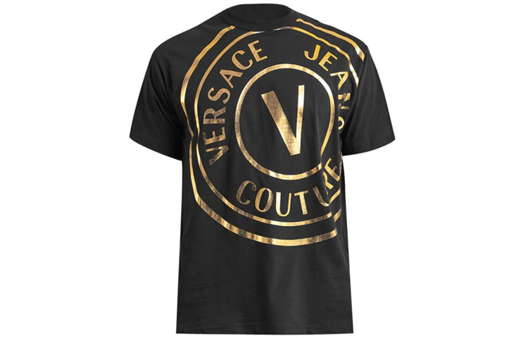 Order Camiseta Negra VERSACE JEANS COUTURE SS22 con Logo Metálico. 72GAHT16-CJ00O-G89